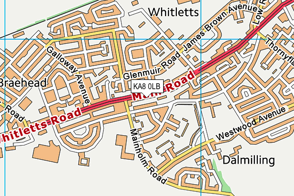 KA8 0LB map - OS VectorMap District (Ordnance Survey)