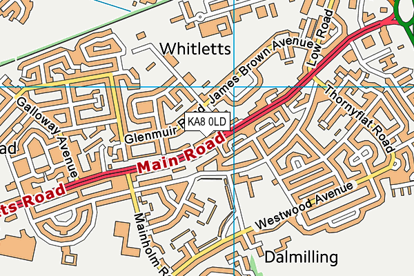 KA8 0LD map - OS VectorMap District (Ordnance Survey)