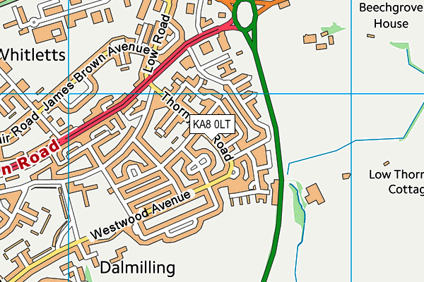 KA8 0LT map - OS VectorMap District (Ordnance Survey)