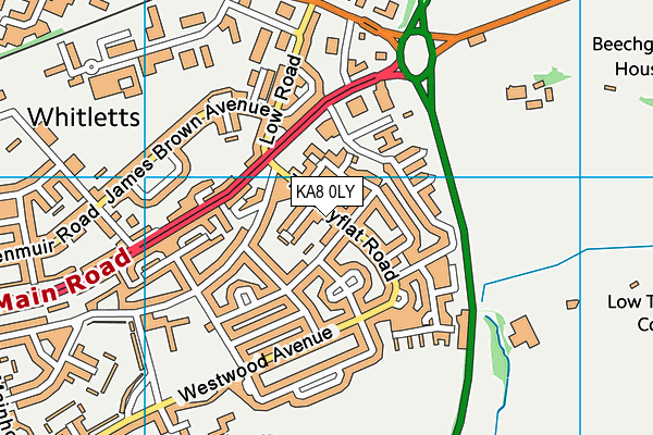 KA8 0LY map - OS VectorMap District (Ordnance Survey)