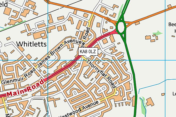 KA8 0LZ map - OS VectorMap District (Ordnance Survey)