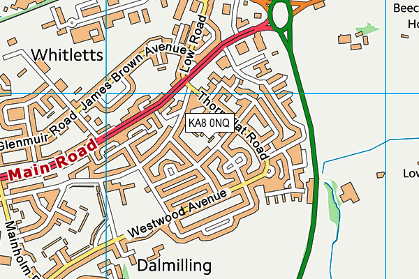 KA8 0NQ map - OS VectorMap District (Ordnance Survey)