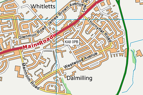 KA8 0PB map - OS VectorMap District (Ordnance Survey)