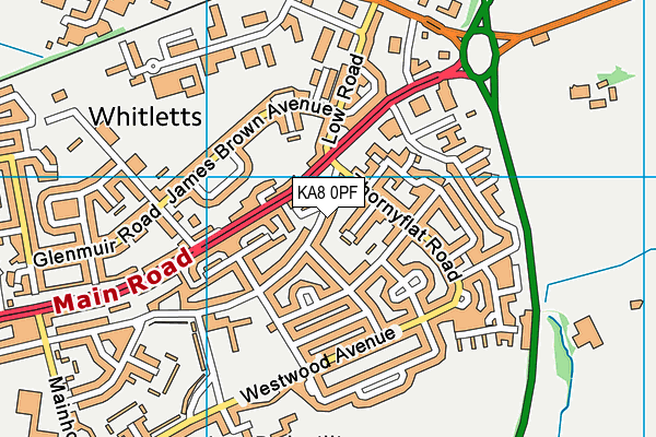 KA8 0PF map - OS VectorMap District (Ordnance Survey)