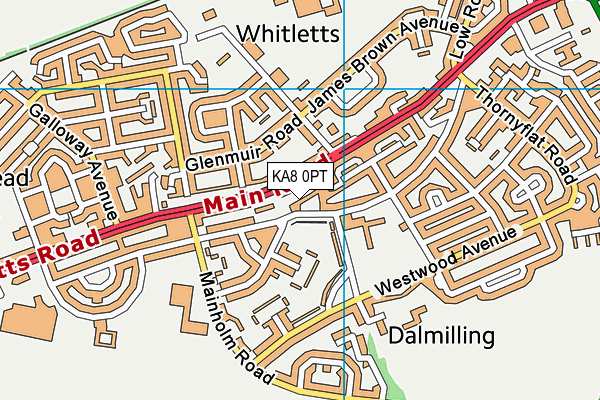 KA8 0PT map - OS VectorMap District (Ordnance Survey)