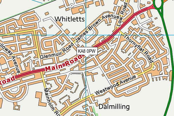 KA8 0PW map - OS VectorMap District (Ordnance Survey)