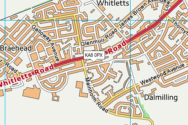 KA8 0PX map - OS VectorMap District (Ordnance Survey)