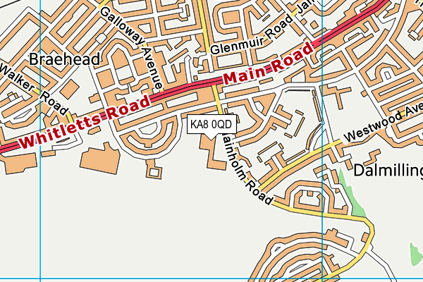 KA8 0QD map - OS VectorMap District (Ordnance Survey)