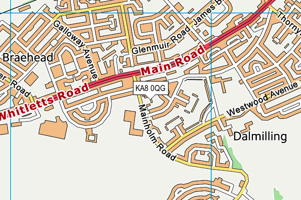 KA8 0QG map - OS VectorMap District (Ordnance Survey)