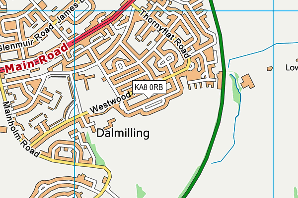 KA8 0RB map - OS VectorMap District (Ordnance Survey)