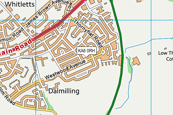 KA8 0RH map - OS VectorMap District (Ordnance Survey)