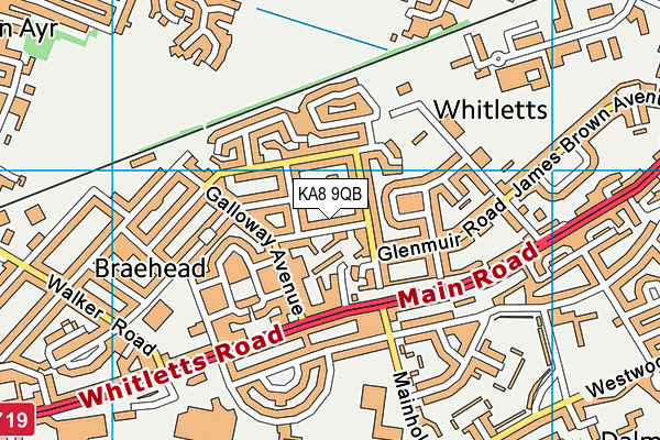 KA8 9QB map - OS VectorMap District (Ordnance Survey)