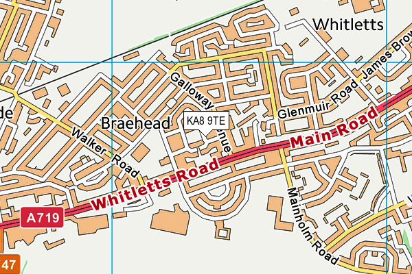 KA8 9TE map - OS VectorMap District (Ordnance Survey)