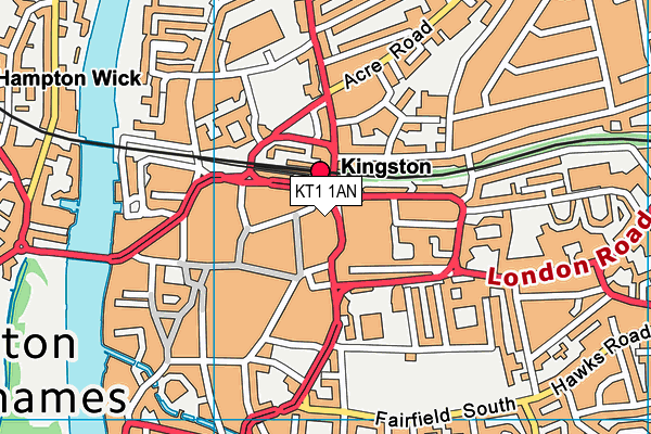 KT1 1AN map - OS VectorMap District (Ordnance Survey)