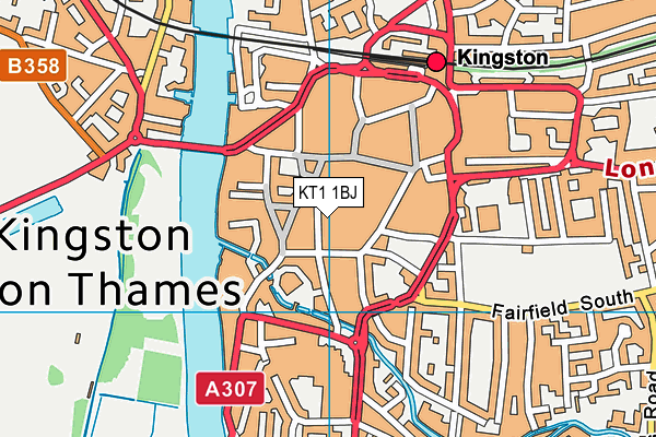 KT1 1BJ map - OS VectorMap District (Ordnance Survey)