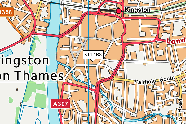 KT1 1BS map - OS VectorMap District (Ordnance Survey)
