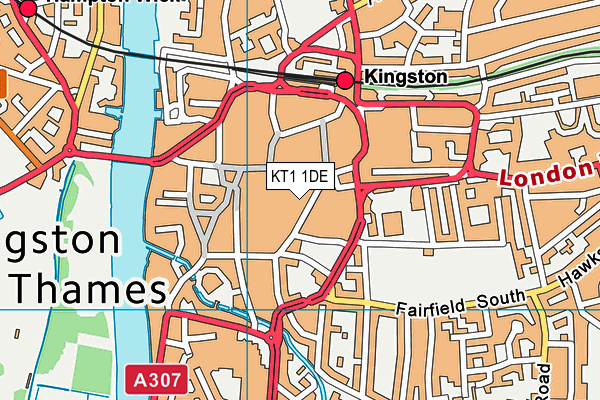 KT1 1DE map - OS VectorMap District (Ordnance Survey)