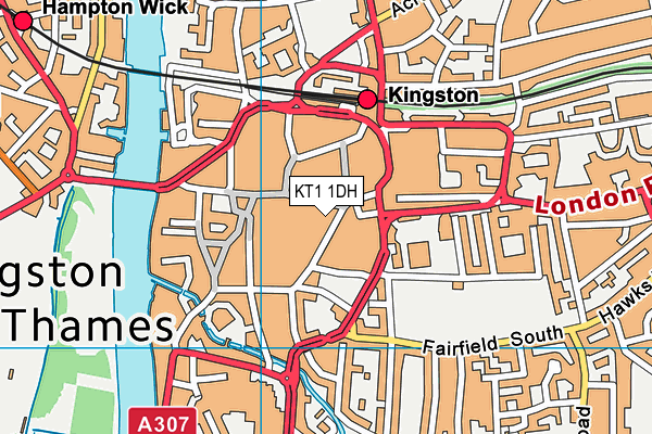 KT1 1DH map - OS VectorMap District (Ordnance Survey)