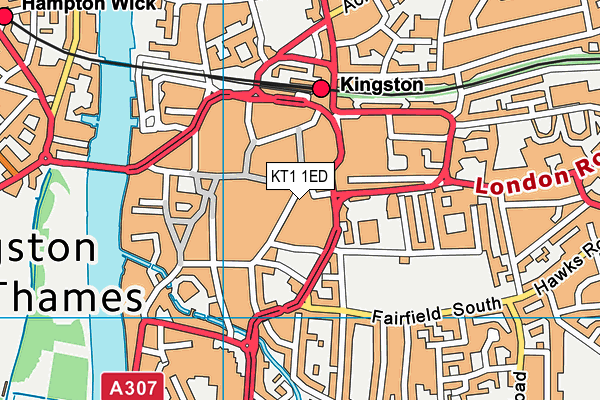KT1 1ED map - OS VectorMap District (Ordnance Survey)