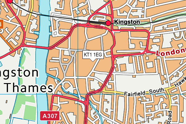KT1 1EG map - OS VectorMap District (Ordnance Survey)