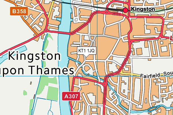 KT1 1JQ map - OS VectorMap District (Ordnance Survey)