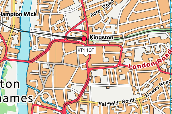 KT1 1QT map - OS VectorMap District (Ordnance Survey)