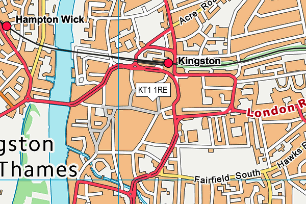 KT1 1RE map - OS VectorMap District (Ordnance Survey)