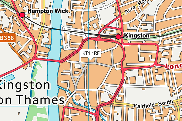 KT1 1RF map - OS VectorMap District (Ordnance Survey)