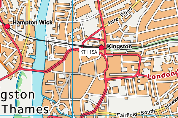 KT1 1SA map - OS VectorMap District (Ordnance Survey)