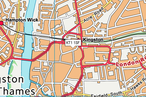 KT1 1SF map - OS VectorMap District (Ordnance Survey)
