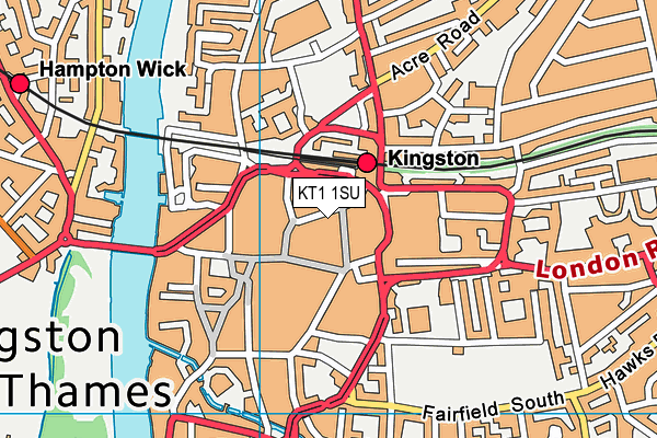 KT1 1SU map - OS VectorMap District (Ordnance Survey)