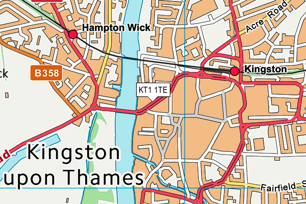 KT1 1TE map - OS VectorMap District (Ordnance Survey)