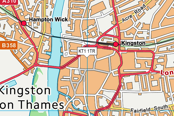 KT1 1TR map - OS VectorMap District (Ordnance Survey)