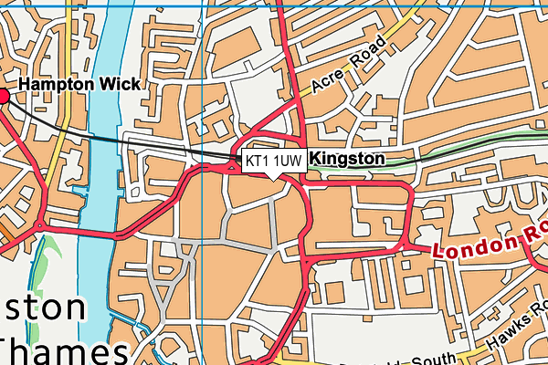 KT1 1UW map - OS VectorMap District (Ordnance Survey)