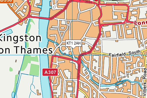 KT1 2AH map - OS VectorMap District (Ordnance Survey)