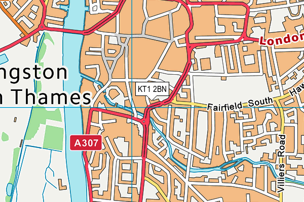 KT1 2BN map - OS VectorMap District (Ordnance Survey)