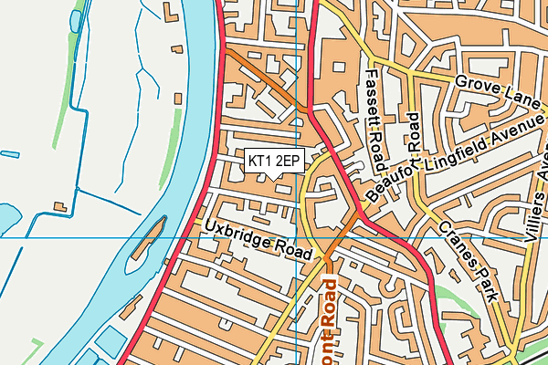 KT1 2EP map - OS VectorMap District (Ordnance Survey)