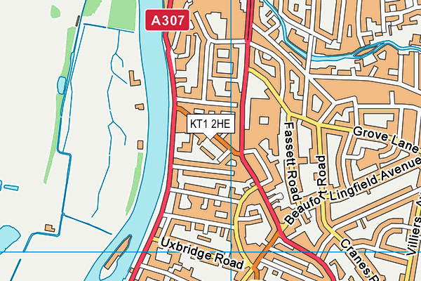 KT1 2HE map - OS VectorMap District (Ordnance Survey)