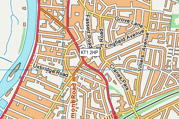 KT1 2HP map - OS VectorMap District (Ordnance Survey)