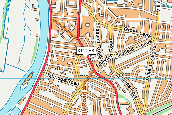 KT1 2HS map - OS VectorMap District (Ordnance Survey)