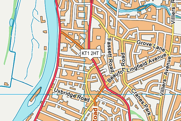 KT1 2HT map - OS VectorMap District (Ordnance Survey)