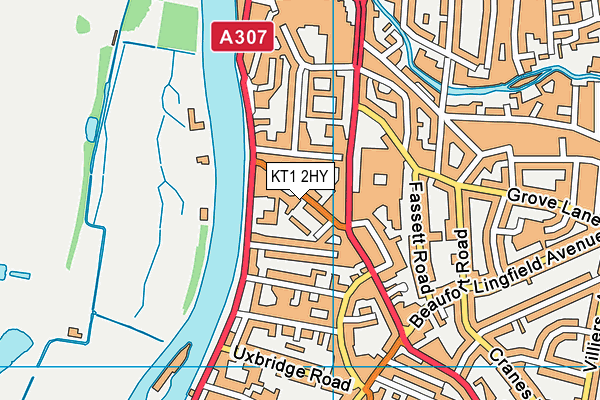 KT1 2HY map - OS VectorMap District (Ordnance Survey)