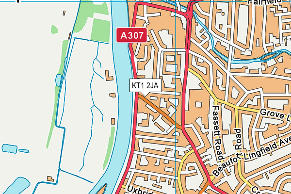 KT1 2JA map - OS VectorMap District (Ordnance Survey)