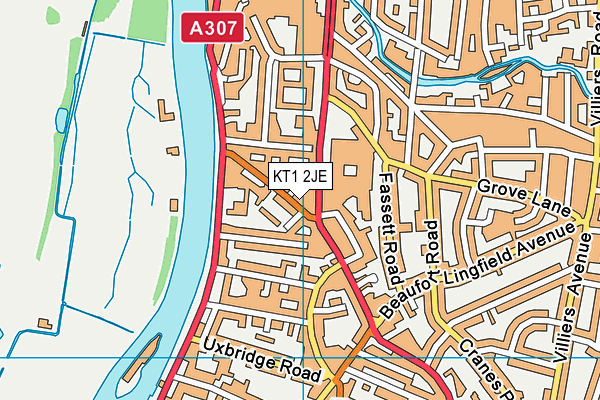 KT1 2JE map - OS VectorMap District (Ordnance Survey)