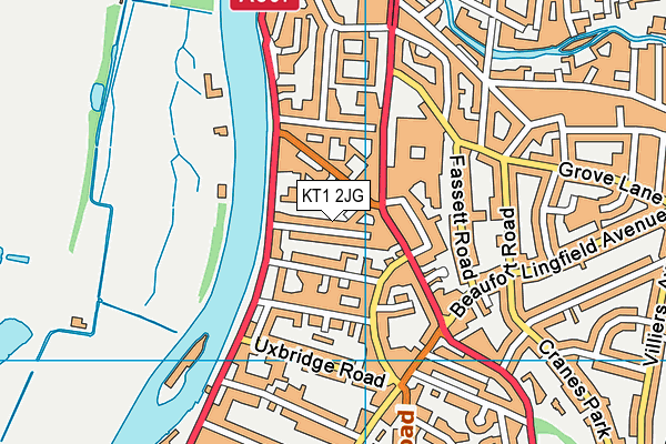 KT1 2JG map - OS VectorMap District (Ordnance Survey)