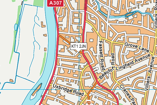 KT1 2JN map - OS VectorMap District (Ordnance Survey)