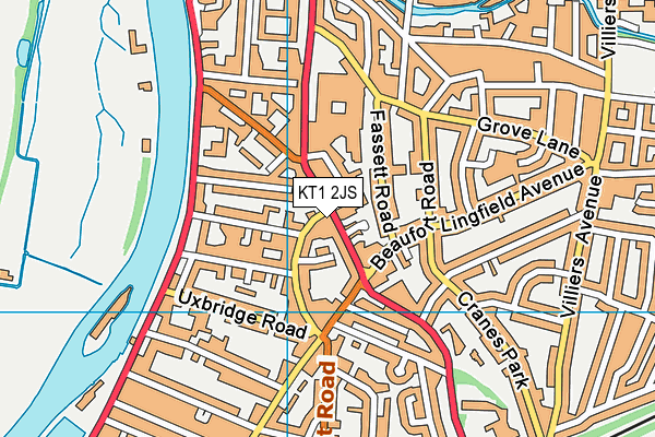 KT1 2JS map - OS VectorMap District (Ordnance Survey)