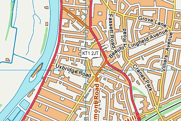 KT1 2JT map - OS VectorMap District (Ordnance Survey)