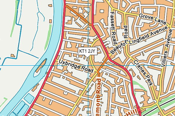 KT1 2JY map - OS VectorMap District (Ordnance Survey)