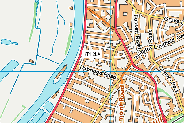 KT1 2LA map - OS VectorMap District (Ordnance Survey)